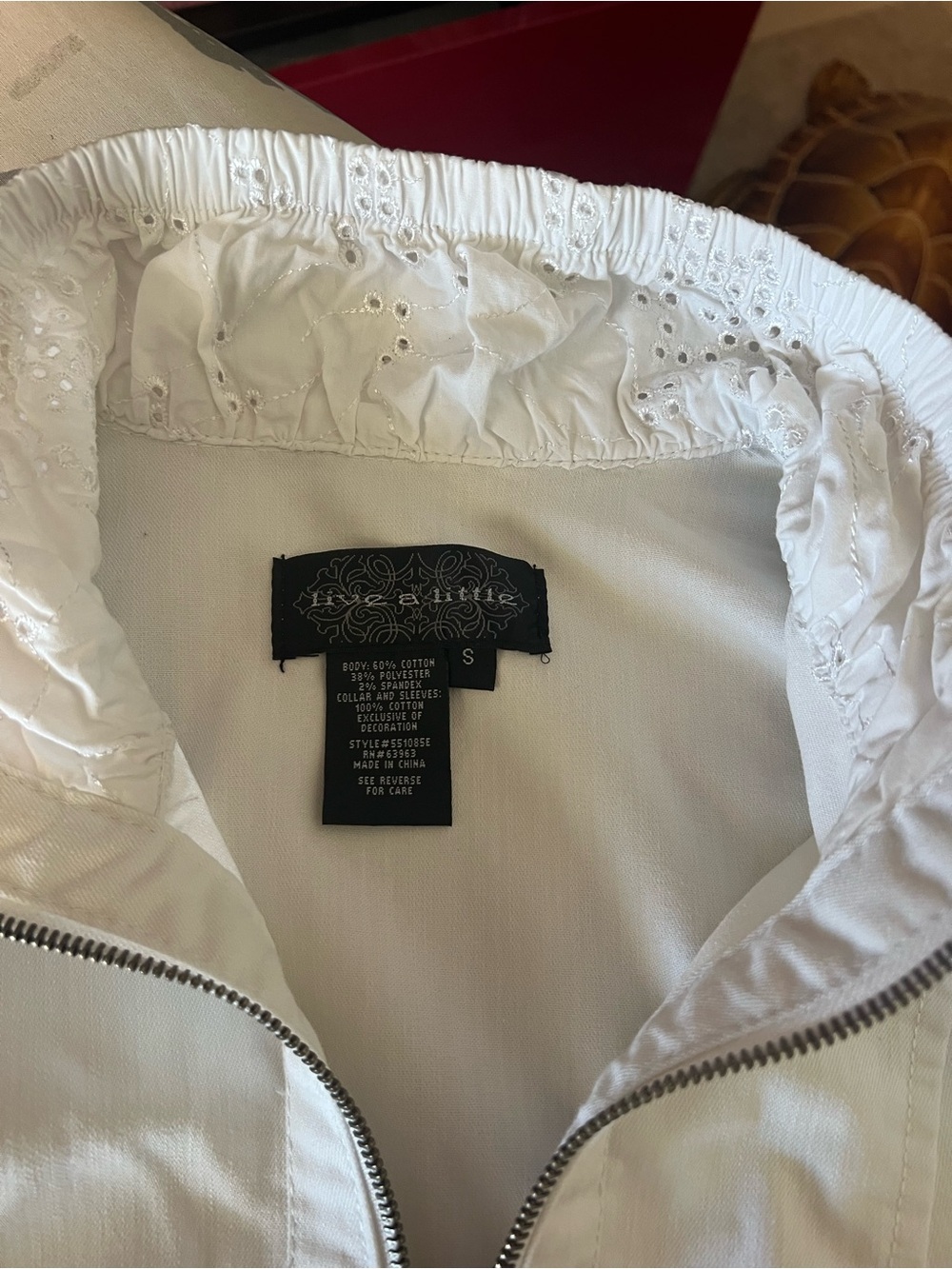 Live a Little White Eyelet-Trim Zip Jacket - Picture 6 of 8